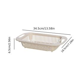 1pc Retractable Adjustable Vegetable Drain Basket; Rectangular Plastic Basket; Household Kitchen Dishwashing And Vegetable Rack; Sink Drain Baske