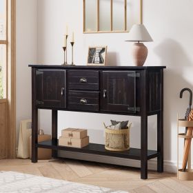 48'' Solid Wood Sideboard Console Table with 2 Drawers and Cabinets and Bottom Shelf