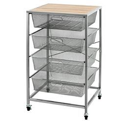 4 Drawer Mesh Shelves Basket Utility Heavy Duty Storage Organizer