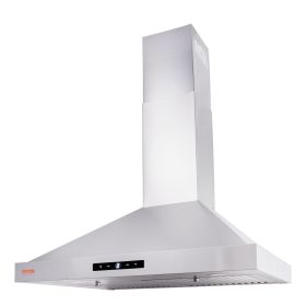 VEVOR Wall Mount Range Hood, Ductless Chimney-Style Kitchen Stove Vent, Stainless Steel Permanent Filter with 3-Speed Exhaust Fan, 2 Baffle Filte