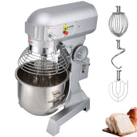 VEVOR Commercial Food Mixer 30Qt 1100W 3 Speeds Adjustable 105/180/408 RPM Heavy Duty 110V with Stainless Steel Bowl Dough Hooks Whisk Beater for
