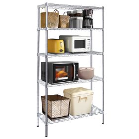Heavy Duty Shelving Unit, Wire Metal Stackable Storage, 5-Tier Shelf, Chrome, 36" W x 13.8" D x 71.8" H