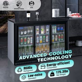 ORIKOOL 53 inch Beverage Refrigerators 3 Glass Door Back Bar, 480 Cans Cooler, Commercial Beer Wine and Drink Fridge, 11.3 Cu.Ft