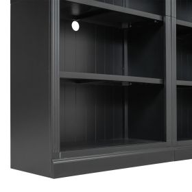 83" Tall Wood Bookcase Suite with light strip ,5-Tier Home Decor Bookcase Suite with Adjustable Shelves,Storage Organizer