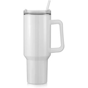 40 OZ Sublimation Blanks Tumblers With Handle Straw And Lid - Perfect For Custom Designs And Personalized Gifts, Suitable For Tumbler Heat Press (Color: White)