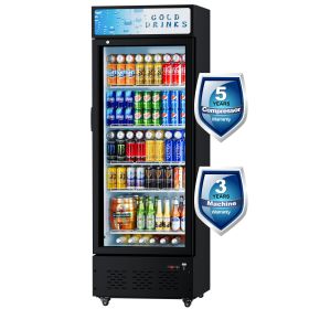 Glass Door Refrigerator Commercial Beverage Refrigerators with LED Light, 15 Cu.ft and 5 Shelves, Display Refrigerator for Cafe Restaurant Store (SC410: SC410)