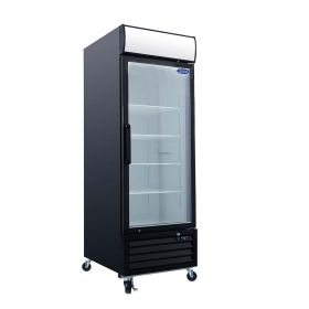 ORIKOOL Glass Door Merchandiser Freezer 19.3 Cu.ft Swing Door Commercial Reach-In Display Freezers with LED Top Panel Upright Freeze Storage (Color: As pic)